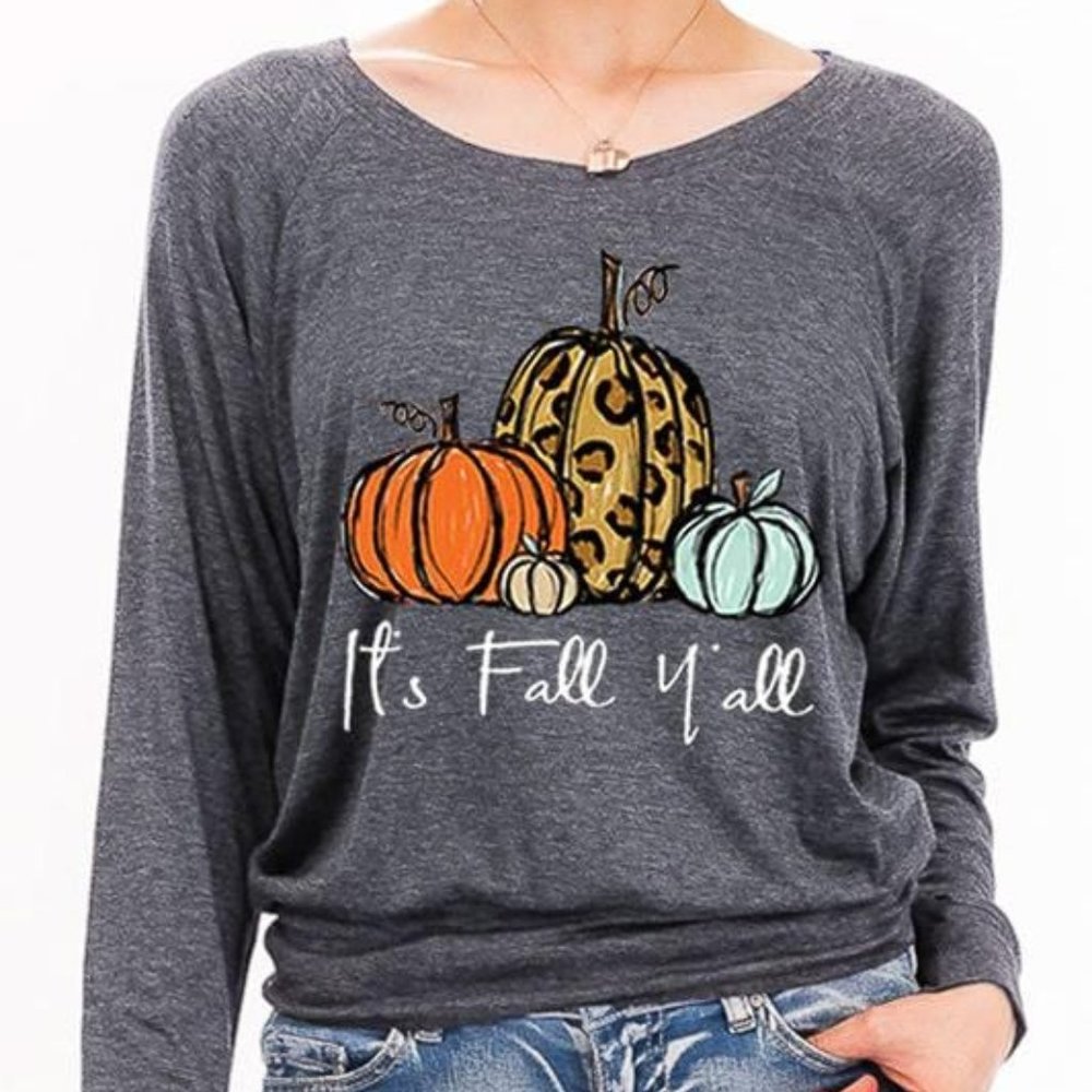 SALE!!! NWT!!! “It's Fall Y'all” Scoop Neck Lightweight Sweatshirt - Picture 2 of 4